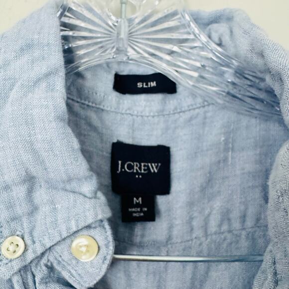 J Crew Blue Short Sleeve Button Up Slim For Men’s Size M - Picture 4 of 7